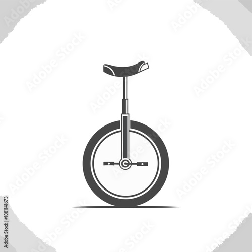 Simple black and white vector icon of a unicycle, perfect for concepts related to circus, balance, and unique transportation methods