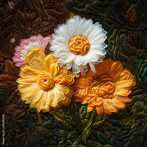 Majestic Dragon & Peony in 3D Embroidered Splendor