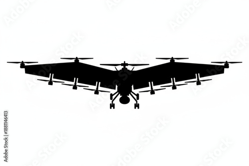 Drone Silhouette in Flight: An awe-inspiring silhouette of a drone, soaring gracefully against the sky, captures the essence of modern technology and aerial innovation.