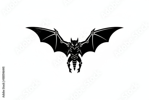 Dark Creature Silhouette: A detailed silhouette of a mythical creature with imposing wings, conveying a sense of mystery and fantastical intrigue.