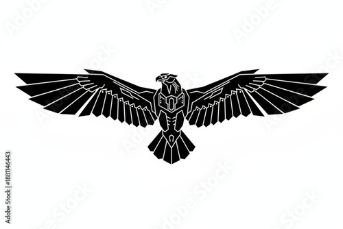 Eagle Symbol of Strength: A majestic eagle, with its wings spread wide in a symbol of power, soaring against a crisp background, embodies freedom and ambition. 
