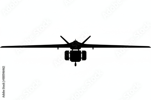 Precision in Silhouette: A sleek, unmanned aerial vehicle (drone) silhouetted against the sky, representing cutting-edge technology and modern aviation.