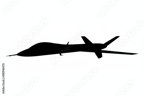 Silhouette of a Drone: A sleek and modern drone silhouetted against a plain background, its form highlighting the cutting-edge design of unmanned aerial vehicles. 