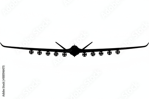 Stealth Aircraft Silhouette: A sleek, modern stealth aircraft silhouetted against a plain background, its design emphasizing efficiency and cutting-edge technology.