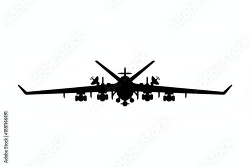 Aerospace Silhouette: A stark black silhouette of a state-of-the-art aircraft against the background. Evoking the power and precision of modern flight.