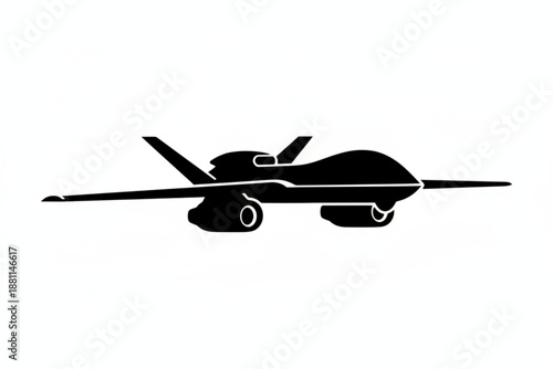 Drone Silhouette: A sleek silhouette of an unmanned aerial vehicle (UAV), representing modern technology and aerial capabilities.