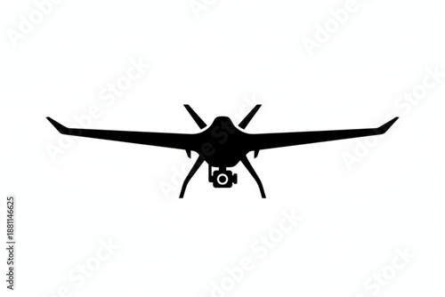 Silhouette of a Drone: This sleek, high-angle silhouette of a modern drone, captured against a clean, uncluttered background.