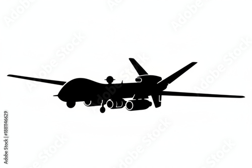 Silhouette of a Surveillance Drone: The sleek silhouette of a modern surveillance drone against a stark backdrop, representing cutting-edge technology and aerial reconnaissance.