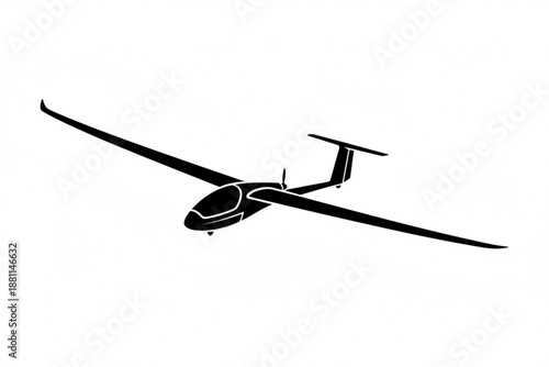 Soaring Silhouette: An elegant glider, captured in a stark monochrome, cuts through the sky with an air of effortless grace and aerodynamic precision. 
