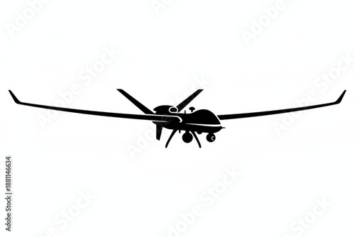 Silhouette of a Drone: A sleek, modern drone, captured in elegant silhouette against a clean backdrop, symbolizes technological advancement and aerial innovation.