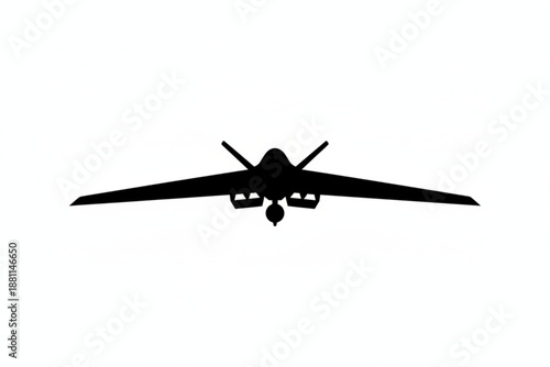 Stealth Aircraft Silhouette in the Sky: A sleek, dark silhouette of a stealth aircraft, wings spread wide, appears poised in the sky, conveying power, precision, and technological advancement.