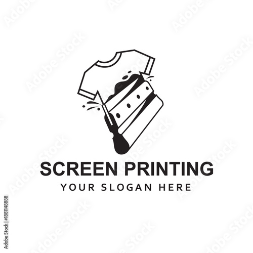 silk screen printing icon with squeegee isolated on white background