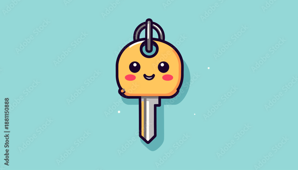 Fototapeta premium Cute Key Cartoon Character Illustration