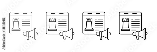 Ad Campaign Strategy Icons Vector Set In Different Stroke Line Style