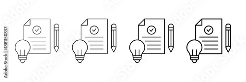 Creative Brief Icons Vector Set In Different Stroke Line Style