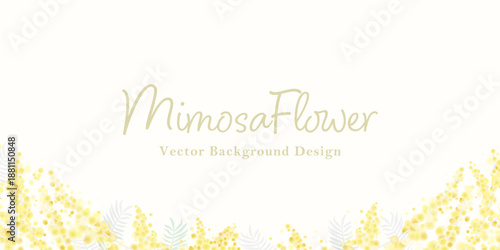 ミモザの花 背景デザイン｜春の明るい横長ベクターイラスト