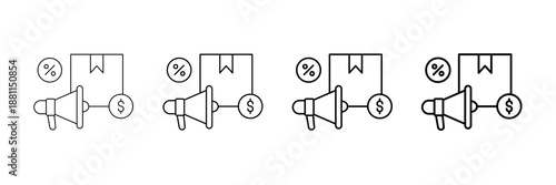 Product Promotion Icons Vector Set In Different Stroke Line Style