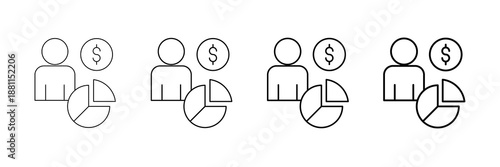 Equity Ownership Icons Vector Set In Different Stroke Line Style