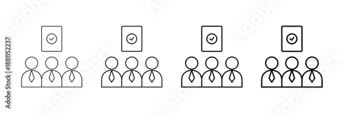 Shareholder Vote Icons Vector Set In Different Stroke Line Style