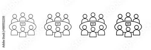 Board Meeting Icons Vector Set In Different Stroke Line Style