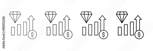 Share Value Icons Vector Set In Different Stroke Line Style