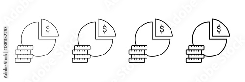 Equity Pie Chart Icons Vector Set In Different Stroke Line Style