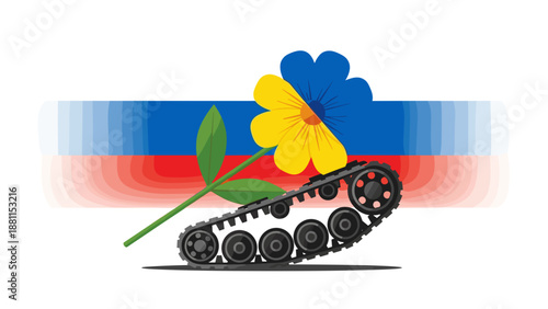 Military tank with colorful smoke trail in a vibrant landscape scene