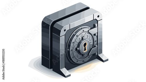 Closeup of a modern digital safe with keypad and lock mechanism