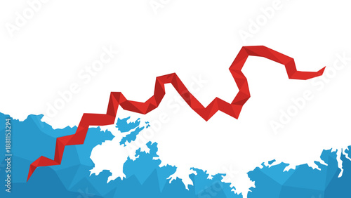Abstract red and blue jagged line graph representing data analysis