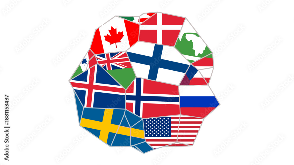 Fototapeta premium Collection of various national flags representing different countries
