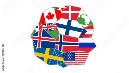 Collection of various national flags representing different countries