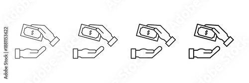 Payout Method Icons Vector Set In Different Stroke Line Style