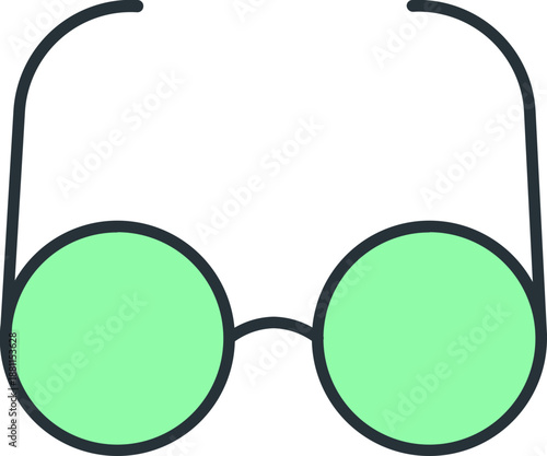 Round Spectacles with Light Green Lenses