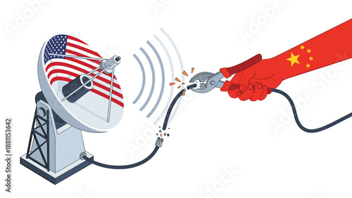 International communication and technology concept with satellite dish