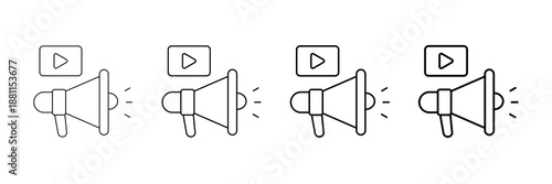 Sponsored Content Icons Vector Set In Different Stroke Line Style