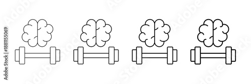 Mental Strength Icons Vector Set In Different Stroke Line Style