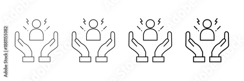 Anxiety Support Icons Vector Set In Different Stroke Line Style