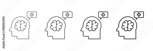 Positive Thoughts Icons Vector Set In Different Stroke Line Style