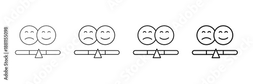 Mood Tracker Icons Vector Set In Different Stroke Line Style