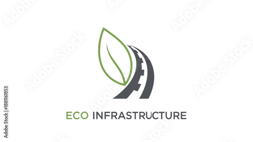 Eco friendly infrastructure development concept illustration featuring a leaf and road