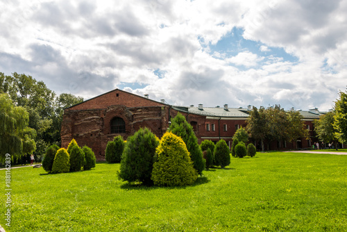 Wallpaper Mural Memorial complex "Brest Hero Fortress" in Belarus. Section of the wall of the circular barracks of the Brest Fortress with shelling damage. Torontodigital.ca