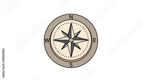 Stylized Compass Rose Design for Navigation and Directional Guidance