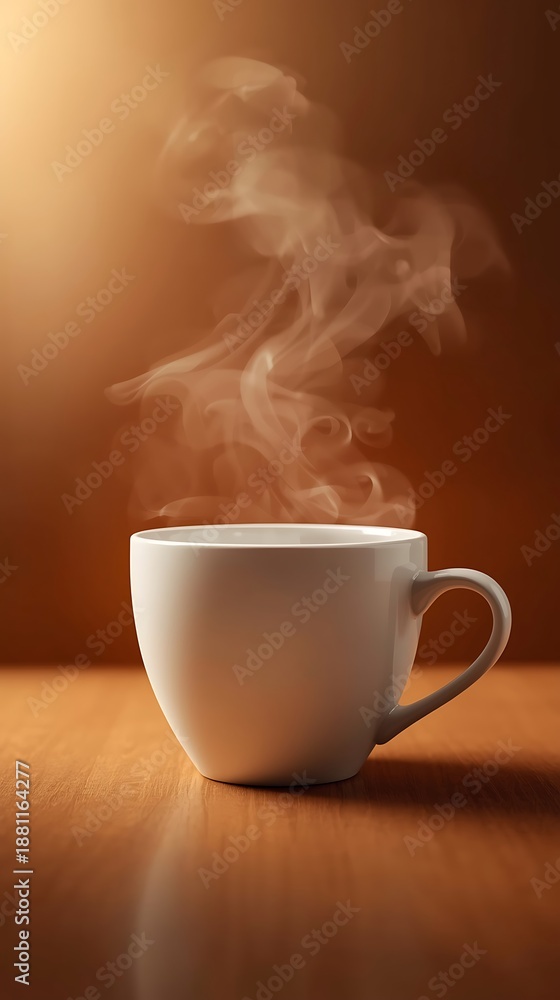 Fototapeta premium Generative AI Cozy Morning Coffee with Steam Rising Atmosphere