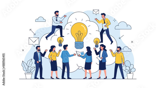 Teamwork Collaboration Brainstorming Ideas Lightbulb Innovation Business Concept