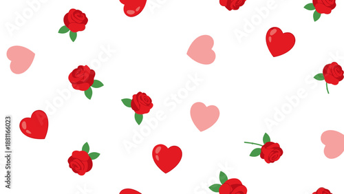 Valentine's Day pattern of roses and hearts.