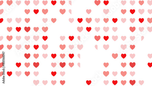 Red and pink heart shapes on white background.