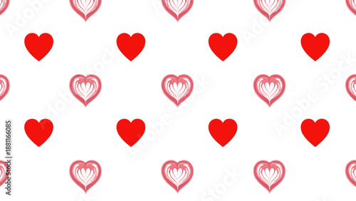A pattern of red and pink hearts.