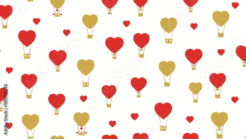 Heart shaped hot air balloons pattern.