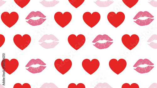 Valentine's Day themed heart and lip pattern.