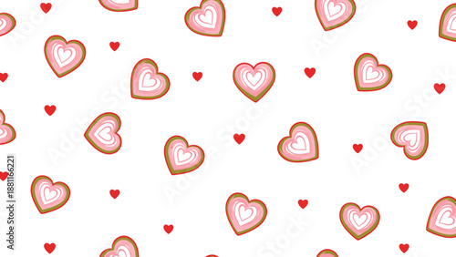 Heart shaped cookies and hearts pattern.